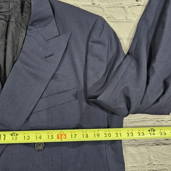 Ermenegildo Zegna Windowpane Sport Coat Jacket Double Breasted Blue MENS SIZE 54